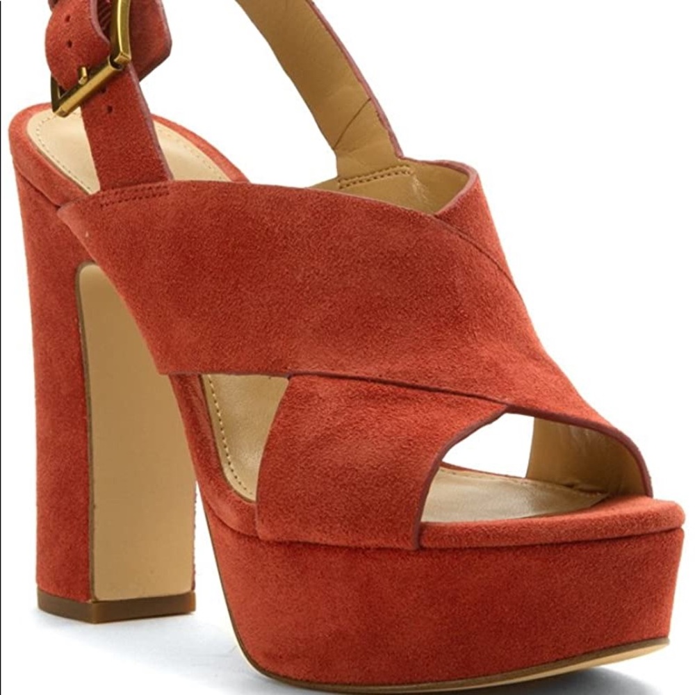 Michael Kors Orange Suede 70s style Heel Sandals